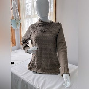 Liz Claiborne Cable Knit Split Mock Sweater. size Large